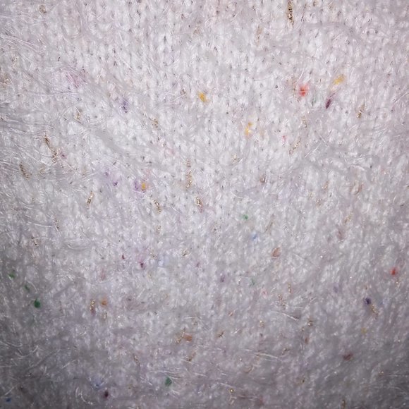 CJ Banks Cardigan Sweater Vest X 14 W Fuzzy Cream Colorful Speckles Sleeveless P - Picture 8 of 10